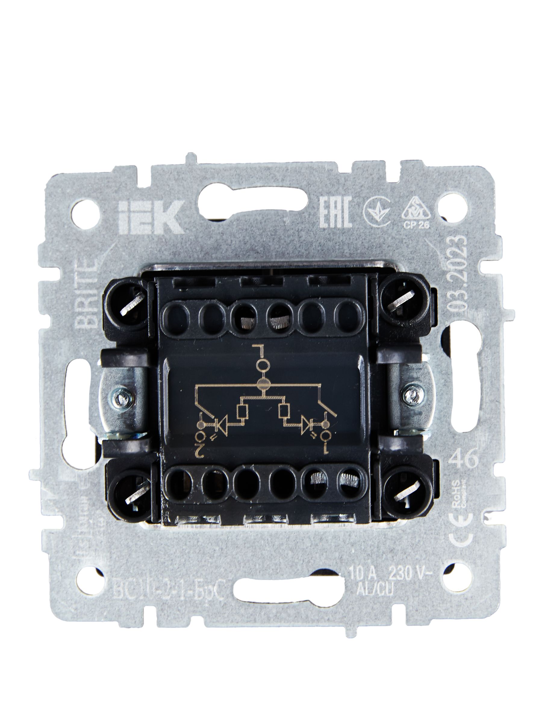             Индикациялы 2-пернелі ажыратқыш, 10A ВС10-2-1-БрС болат ИЭК    