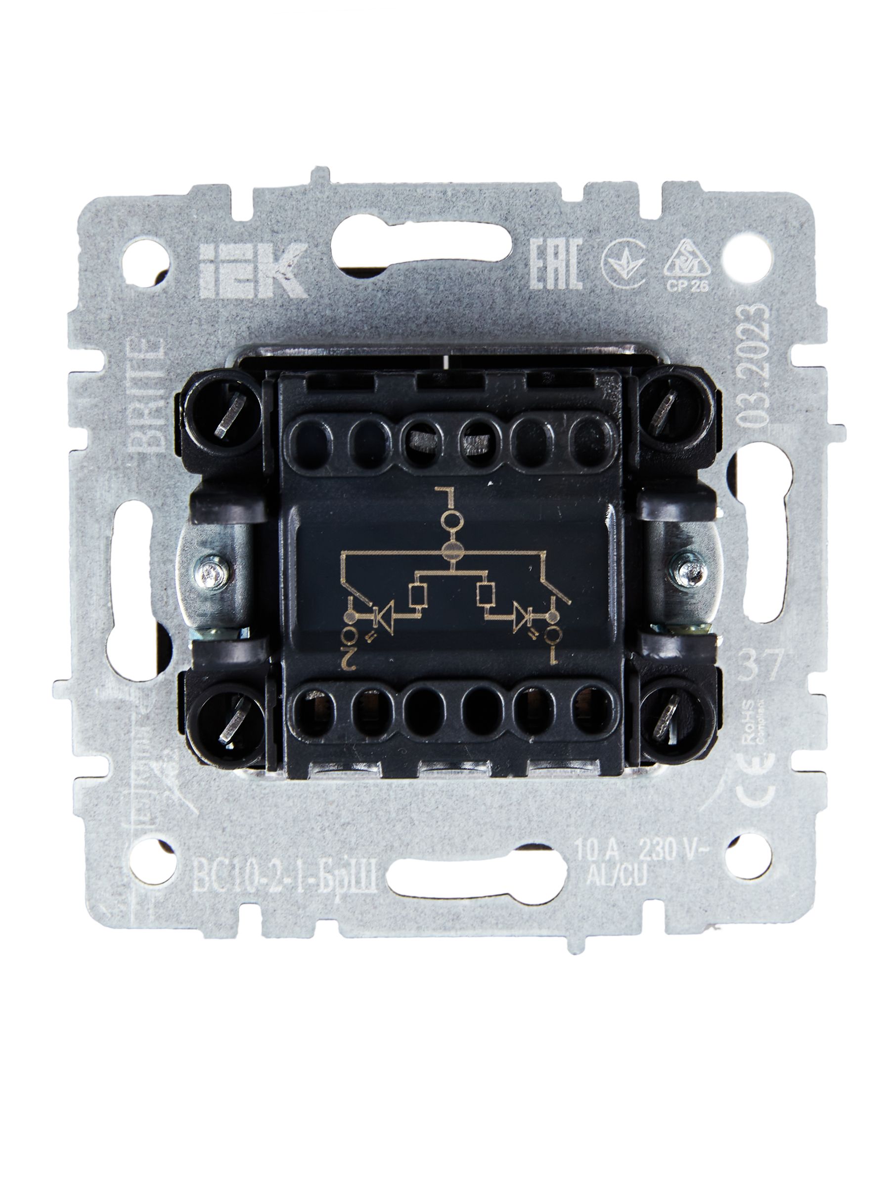             Индикациялы 2-пернелі ажыратқыш, 10A ВС10-2-1-БрШ шампан BRITE ИЭК    