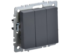 BRITE Выключатель 3-клавишный 10А ВС10-3-0-БрГ графит ИЭК