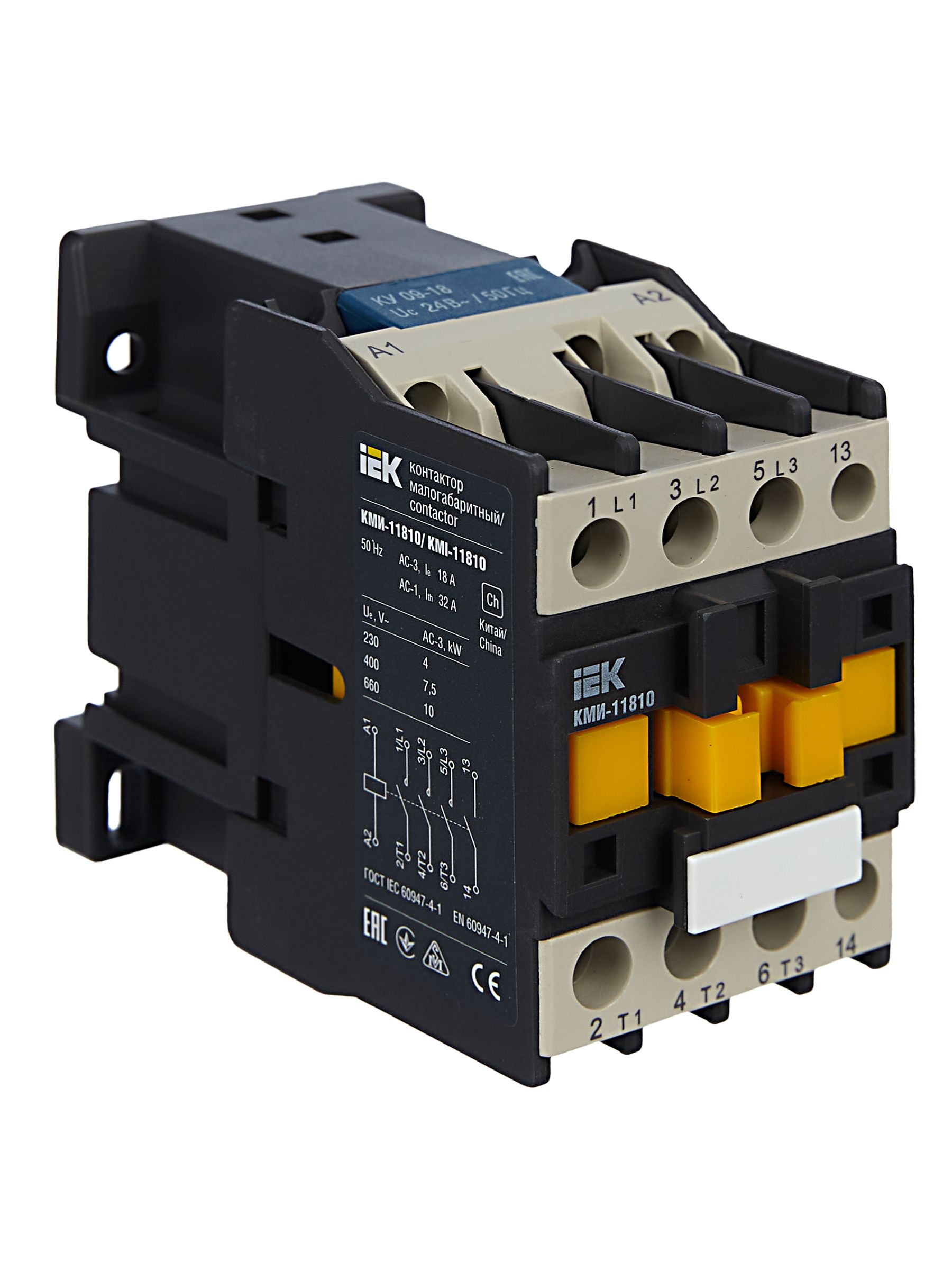            Контактор КМИ-11810 18А 24В/АС3  1НО  ИЭК    