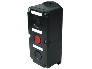 Пост управления ПКЕ 222-3 У2, 10А, 660В, 3 элемента, чёрный и красный цилиндр, накладной, IP54 (ЭТ)