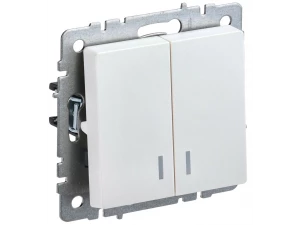 BRITE Выключатель 2-клавишный с индикацией 10А ВС10-2-1-БрЖ жемчуг ИЭК