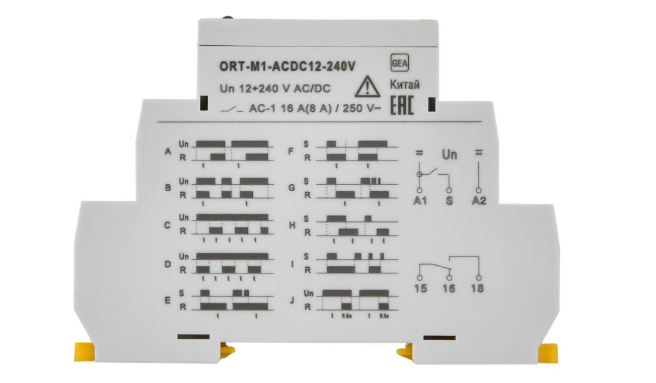             ORT көп функционалды 1 контакт. 12-240 В айнымалы тоқ ИЭК Уақыт релесі.    