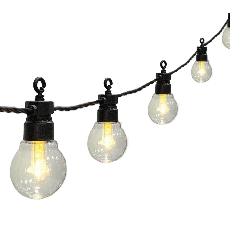             Далаға орнатуға арналған гирлянда Лофт, қара резеңке, 20 мөлдір шам, ылғалға төзімді IP65, 331-355    