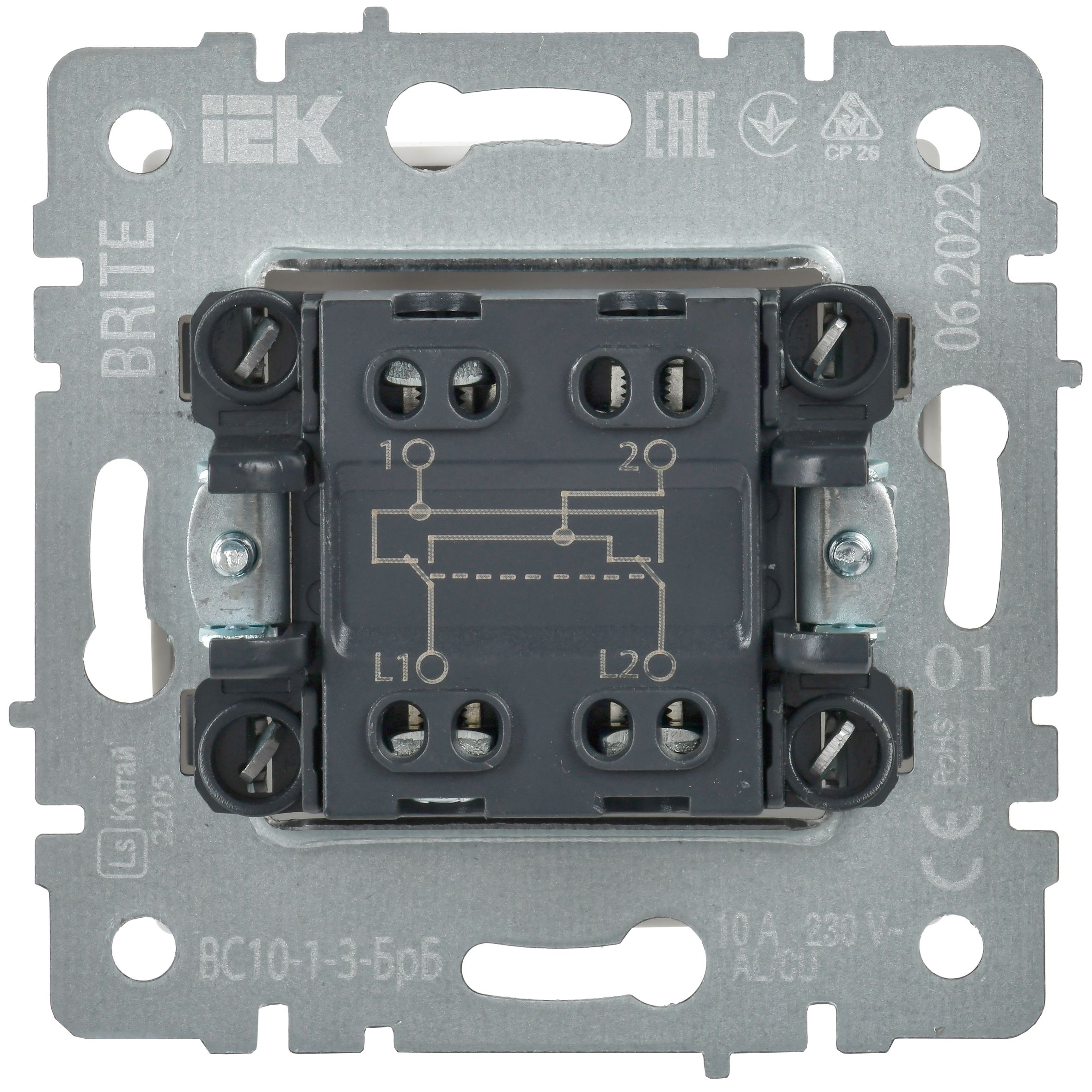             BRITE 1-пернелі айқаспалы ажыратқышы 10А ВС10-1-3- БрБ ақ ИЭК    