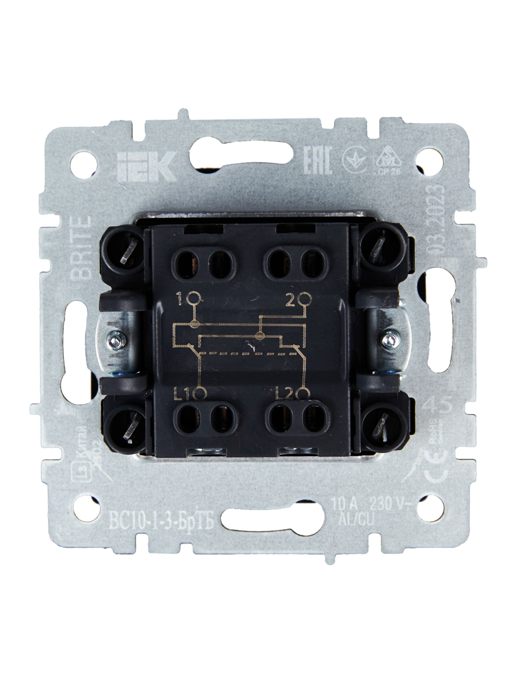             BRITE 1-пернелі айқаспалы ажыратқышы 10А ВС10-1-3- БрТБ қара қола IEK    