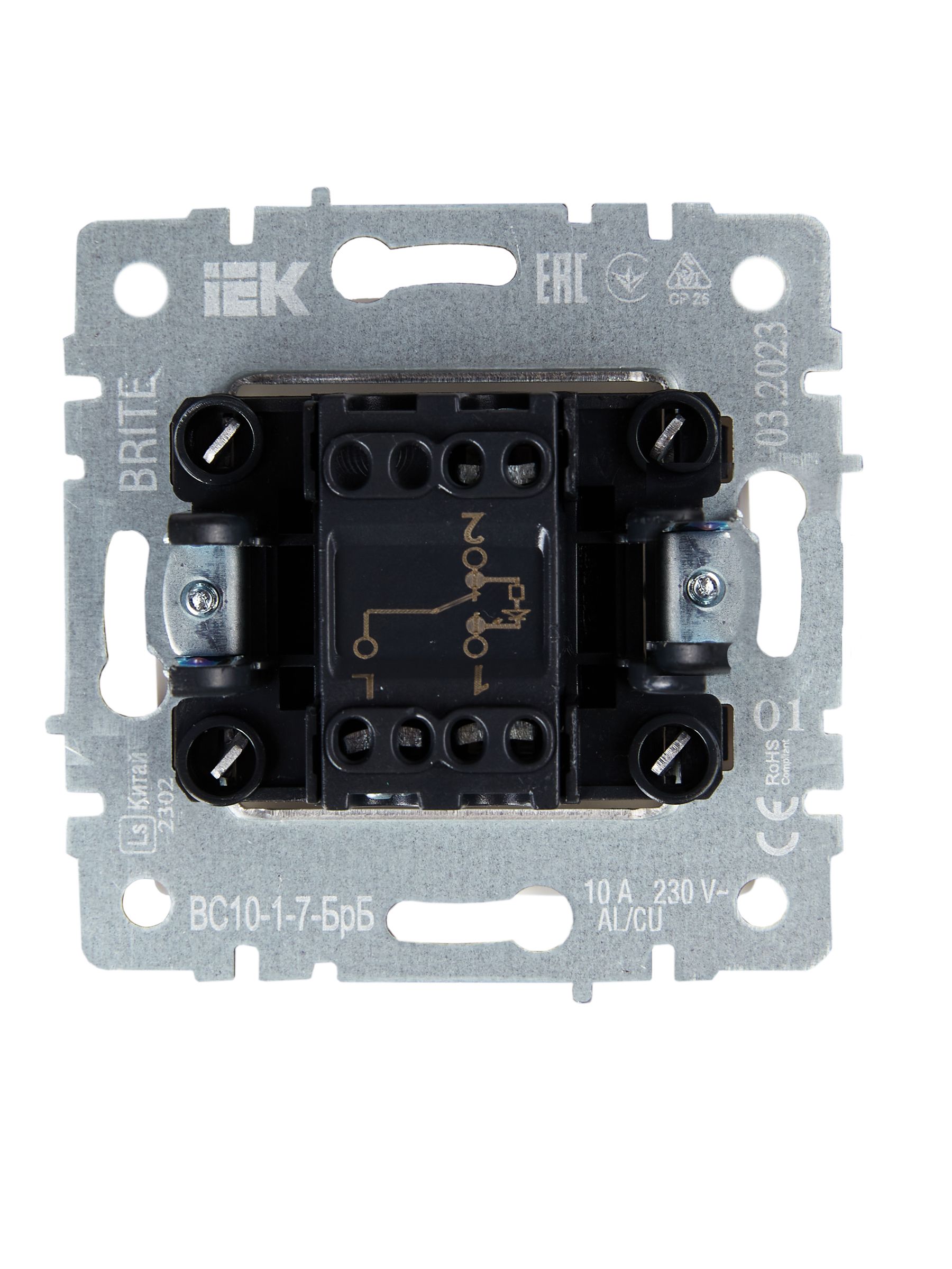             BRITE 10А ВС10 индикациясы бар 1-пернелі өтпелі ажыратқыш-1-7- БрБ ақ ИЭК    