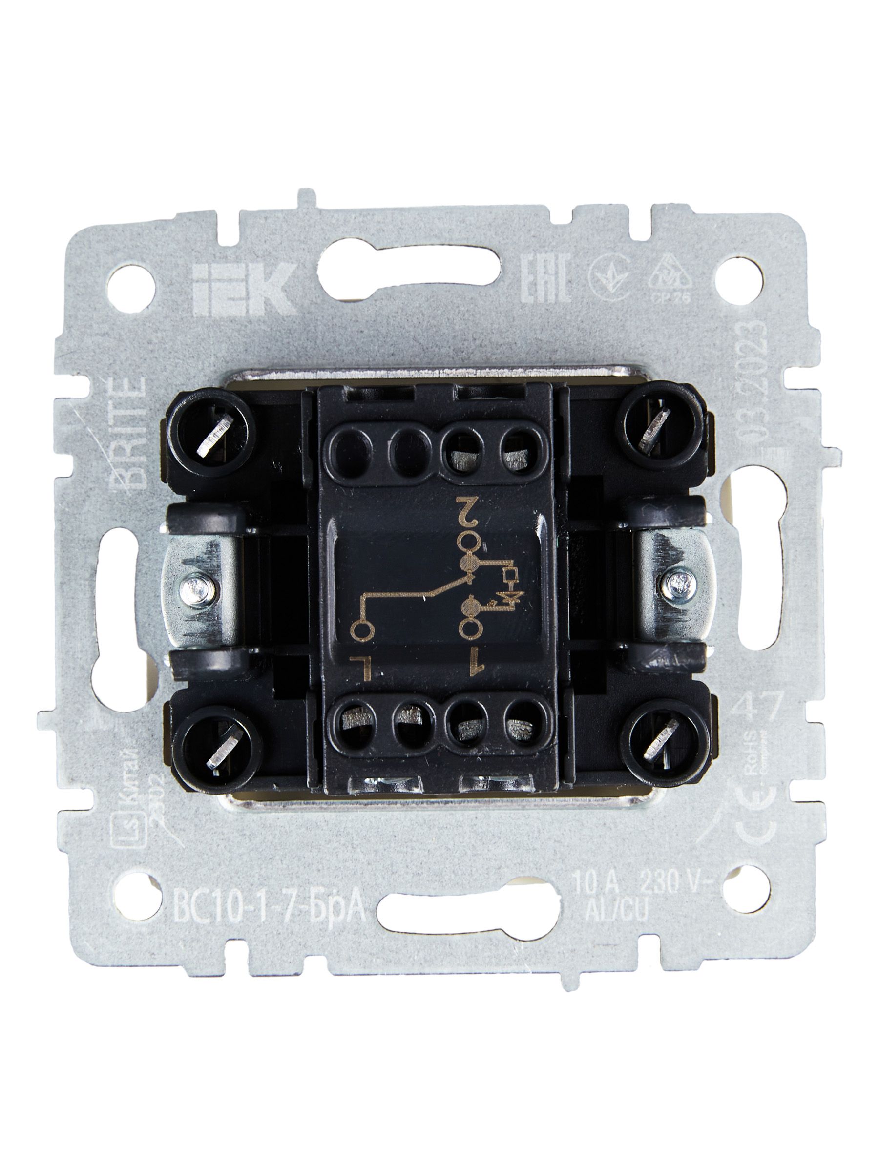             BRITE 10А ВС10 индикациясы бар 1-пернелі өтпелі ажыратқыш-1-7- БрА алюминий ИЭК    