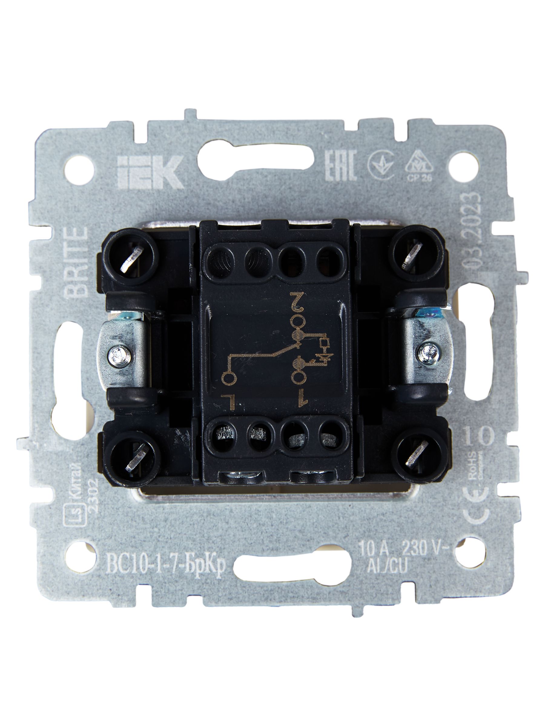             BRITE 10А ВС10 индикациясы бар 1-пернелі өтпелі ажыратқыш-1-7- БрЧ қара ИЭК    