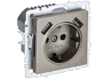             BRITE Розетка 1 орынды қорғаныс перделері бар, жерге тұйықталған 16АUSB A+A мен 5B 2,1A  РЮш10-1-БрШ шампан ИЭК    