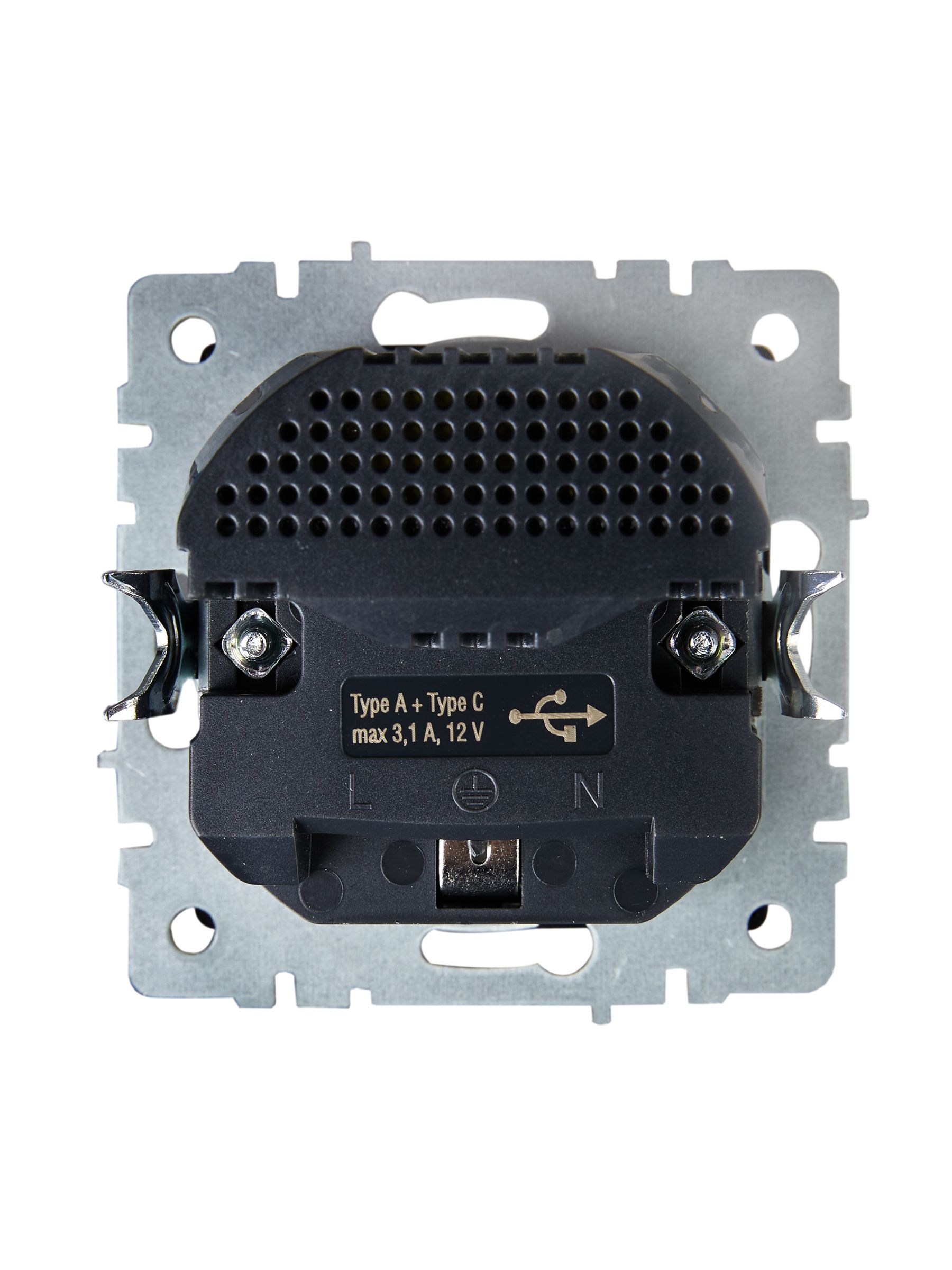             BRITE Розетка 1 орынды қорғаныс перделері бар, жерге тұйықталған 16А USB A+C мен 18Вт РЮш11-1-БрШ шампан ИЭК    