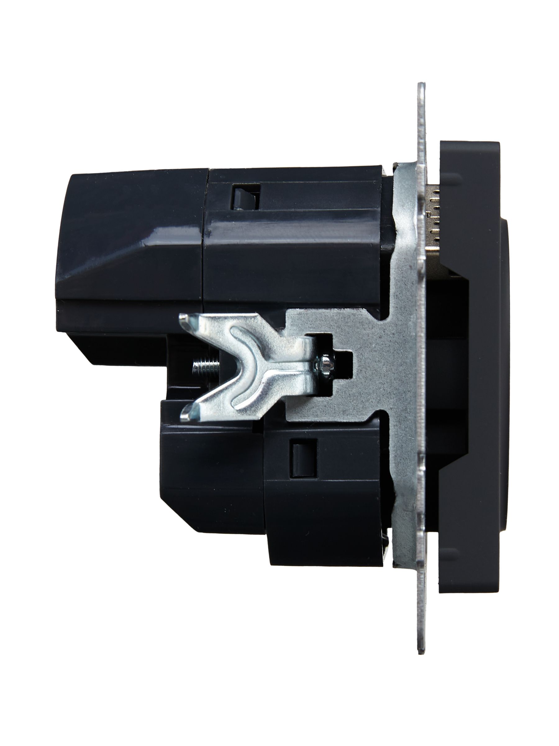             BRITE Розетка 1 орынды қорғаныс перделері бар, жерге тұйықталған 16А USB A+C мен 18Вт РЮш11-1-БрГ графит ИЭК    