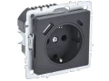             BRITE Розетка 1 орынды қорғаныс перделері бар, жерге тұйықталған 16А USB A+C мен 18Вт РЮш11-1-БрГ графит ИЭК    