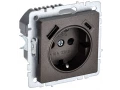             BRITE Розетка 1 орынды қорғаныс перделері бар, жерге тұйықталған 16А USB A+C мен 18Вт РЮш11-1-БрТБ қара қола ИЭК    