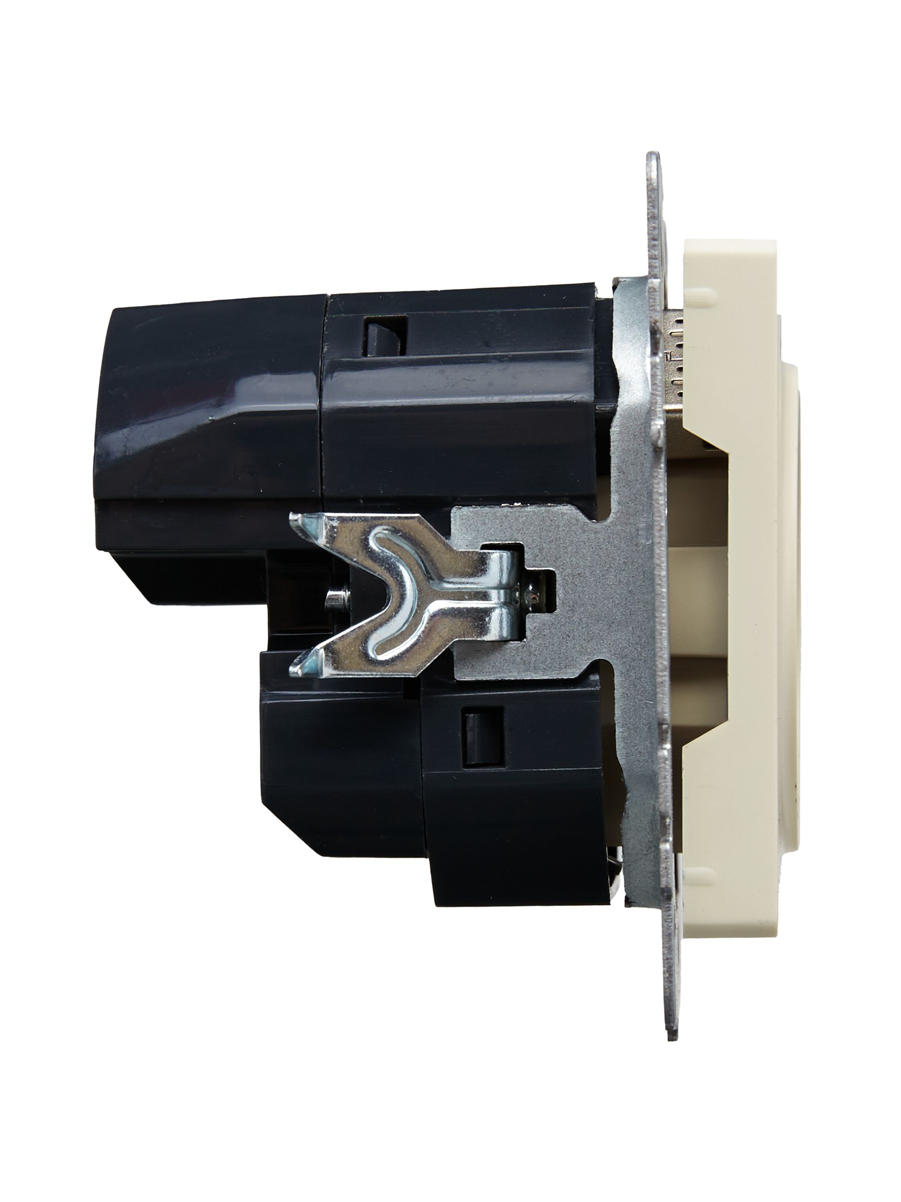             BRITE Розетка 1 орынды қорғаныс перделері бар, жерге тұйықталған 16А USB A+C мен 18Вт РЮш11-1-БрКр сарғыш ИЭК    