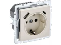             BRITE Розетка 1 орынды қорғаныс перделері бар, жерге тұйықталған 16А USB A+C мен 18Вт РЮш11-1-БрКр сарғыш ИЭК    