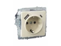             BRITE Розетка 1 орынды қорғаныс перделері бар, жерге тұйықталған 16А USB A+C мен 18Вт РЮш11-1-БрКр сарғыш ИЭК    