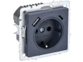             BRITE Розетка 1 орынды қорғаныс перделері бар, жерге тұйықталған 16А USB A+C мен 18Вт РЮш11-1-БрМ маренго ИЭК    
