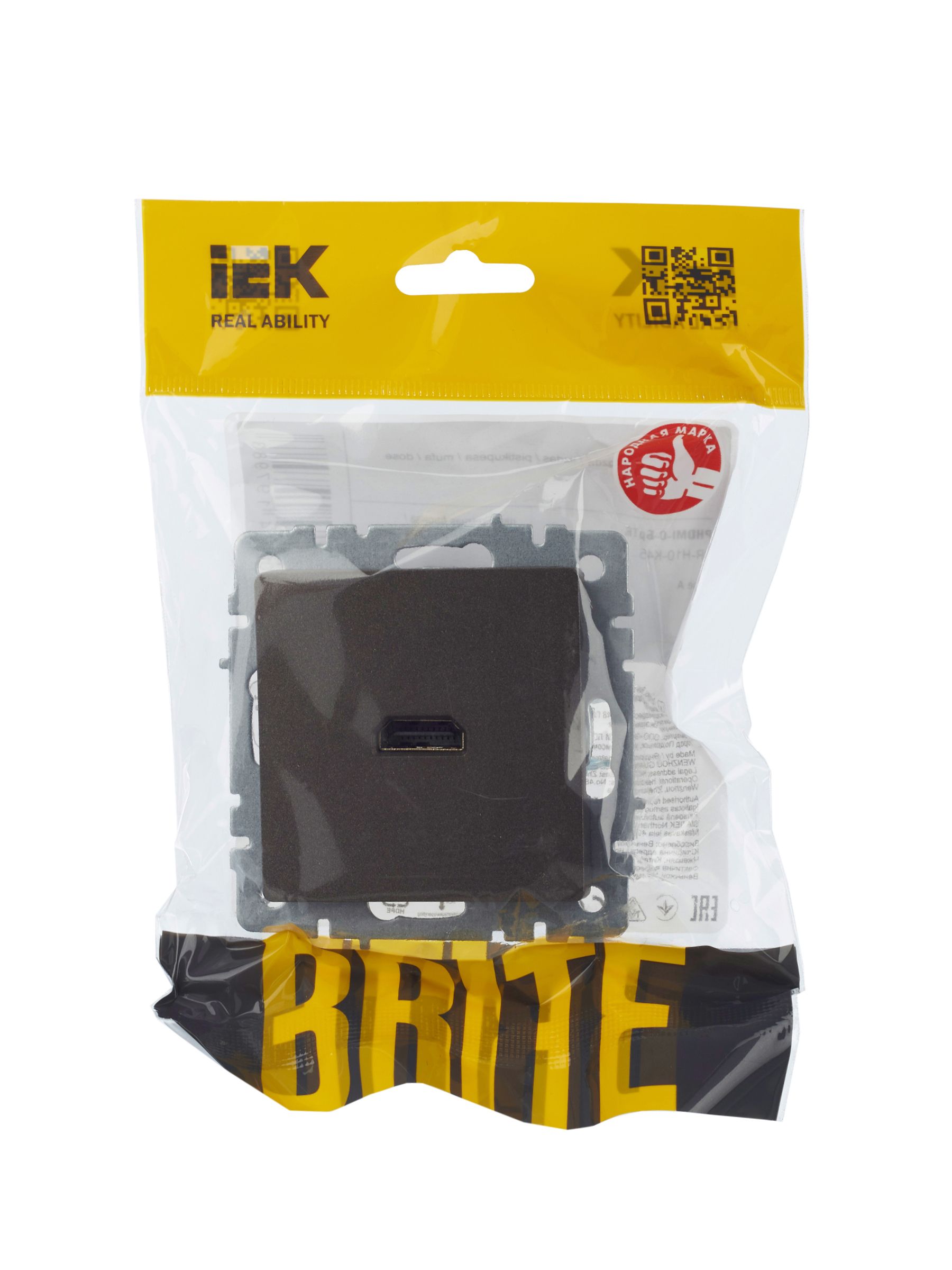             BRITE HDMI розеткасы РHDMI-0-БрТБ қара қола ИЭК    