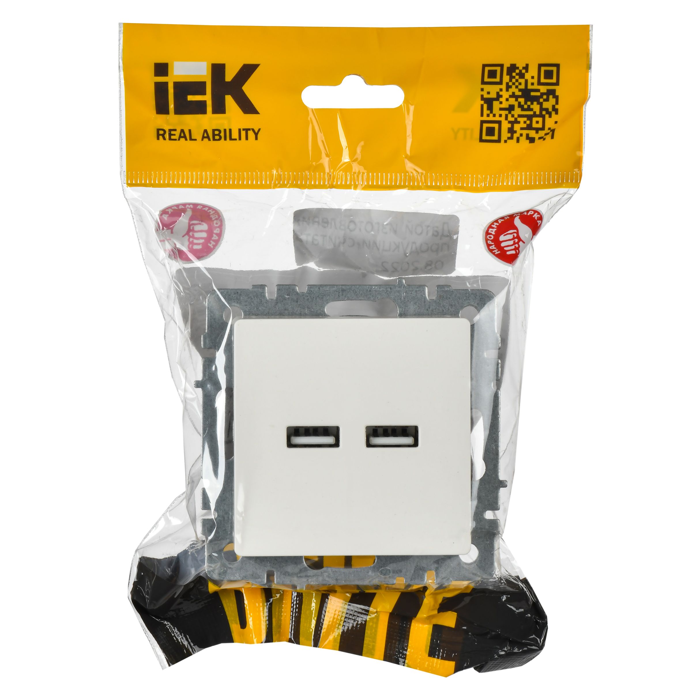             BRITE USB A+A розеткасы 5В 3,1А РЮ10-1-БрБ ақ ИЭК    