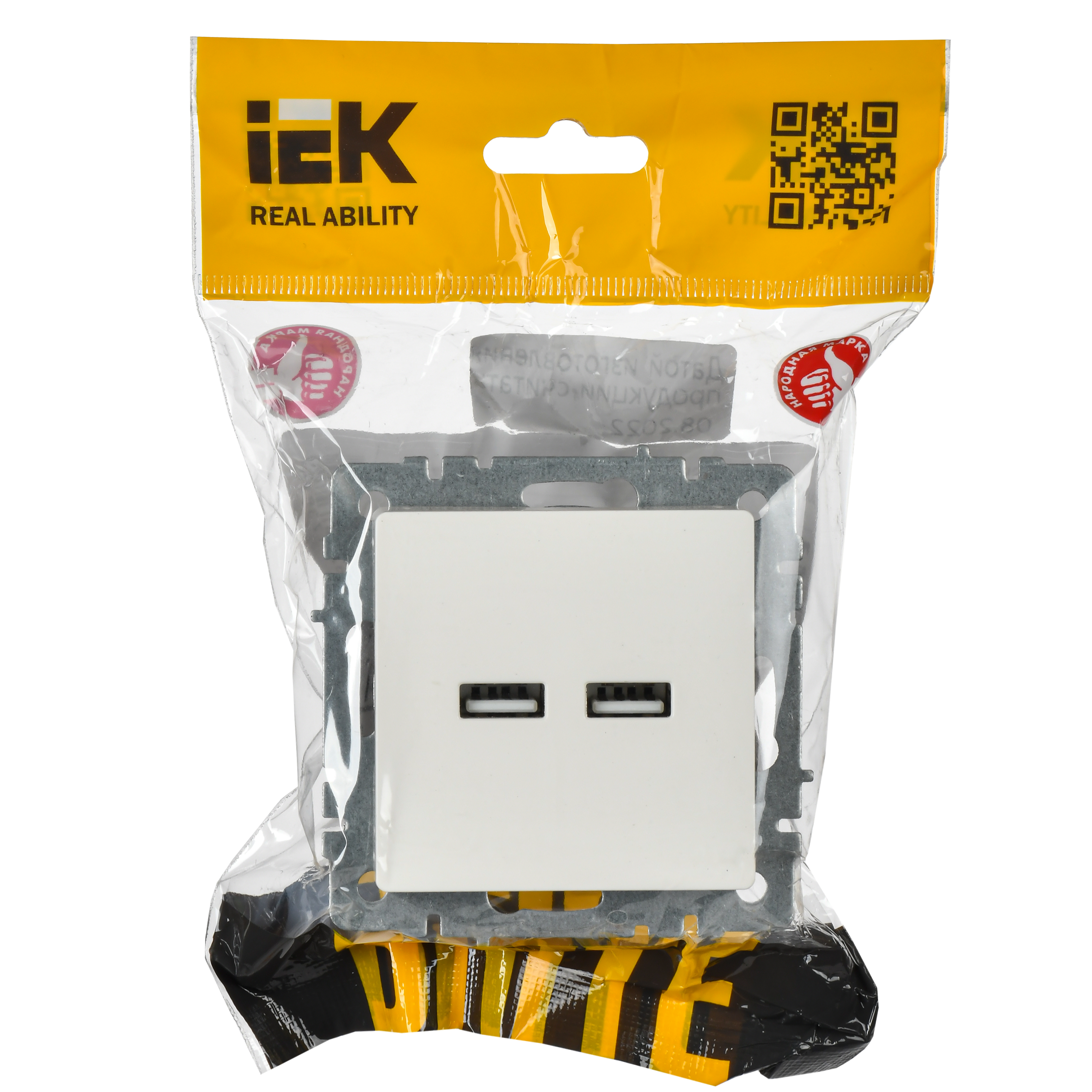             BRITE USB A+A розеткасы 5В 3,1А РЮ10-1-БрБ ақ ИЭК    