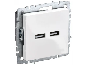 BRITE Розетка USB A+A 5В 3,1А РЮ10-1-БрБ белый ИЭК