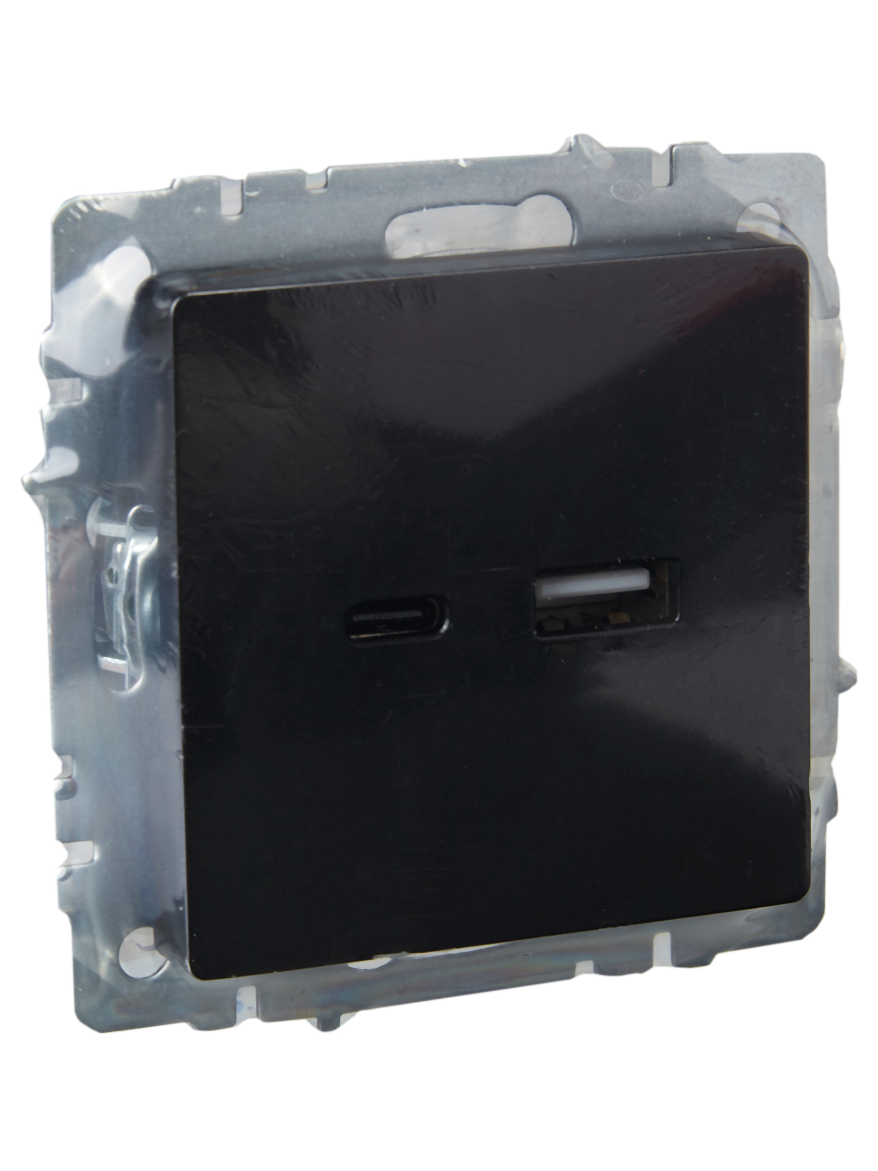             BRITE USB A+C розеткасы 18 Вт РЮ11-1-БрЧ қара ИЭК    