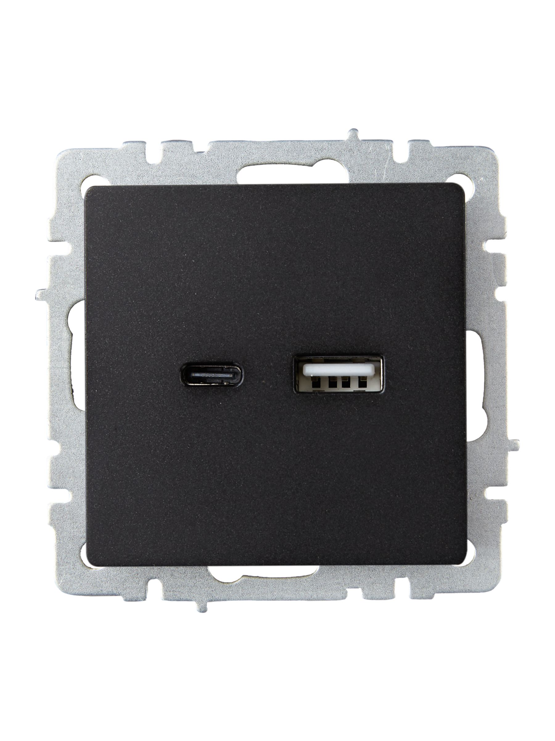             BRITE USB A+C розеткасы 18 Вт РЮ11-1-БрЧ қара ИЭК    