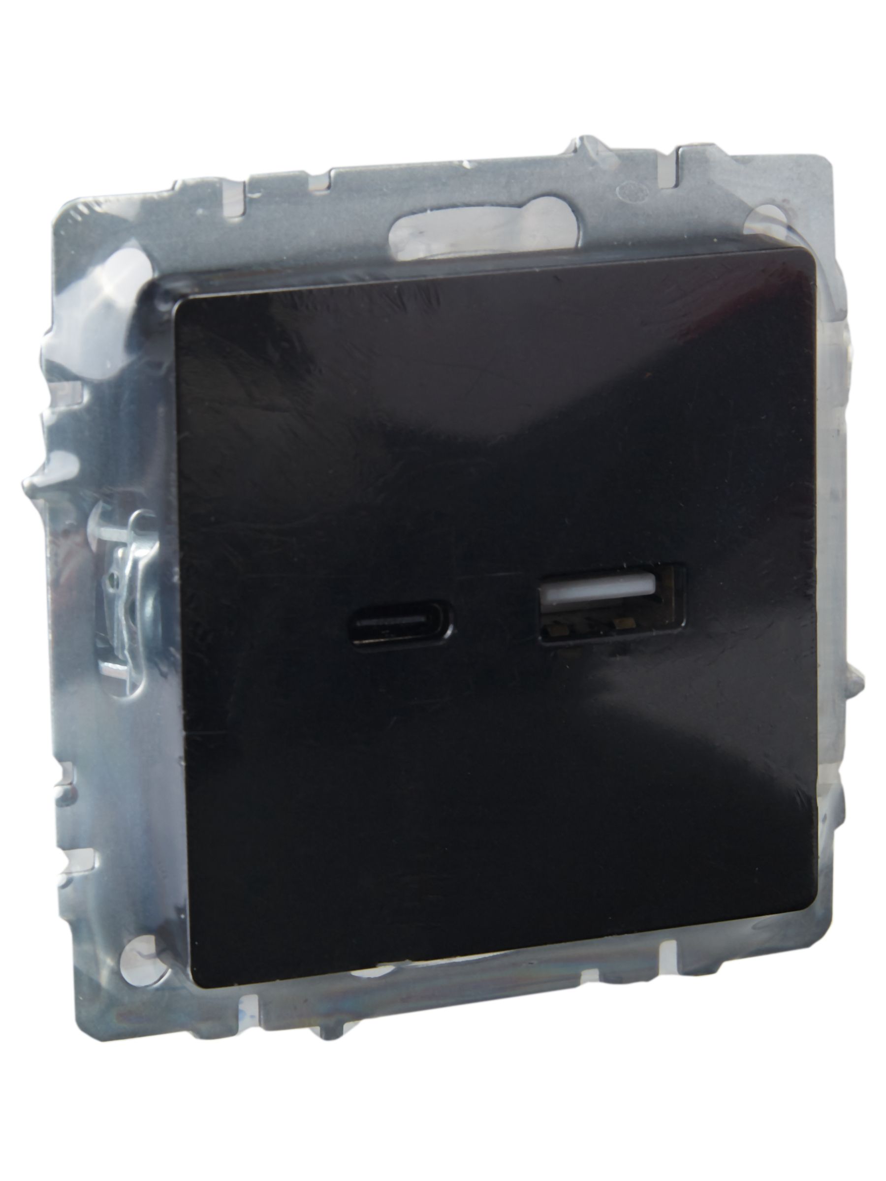             BRITE USB A+C розеткасы 18 Вт РЮ11-1-БрЧ қара ИЭК    