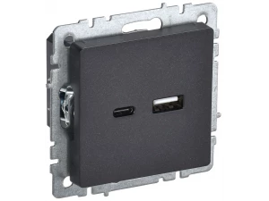 BRITE Розетка USB A+C 18Вт РЮ11-1-БрЧ черный ИЭК