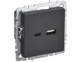             BRITE USB A+C розеткасы 18 Вт РЮ11-1-БрЧ қара ИЭК    