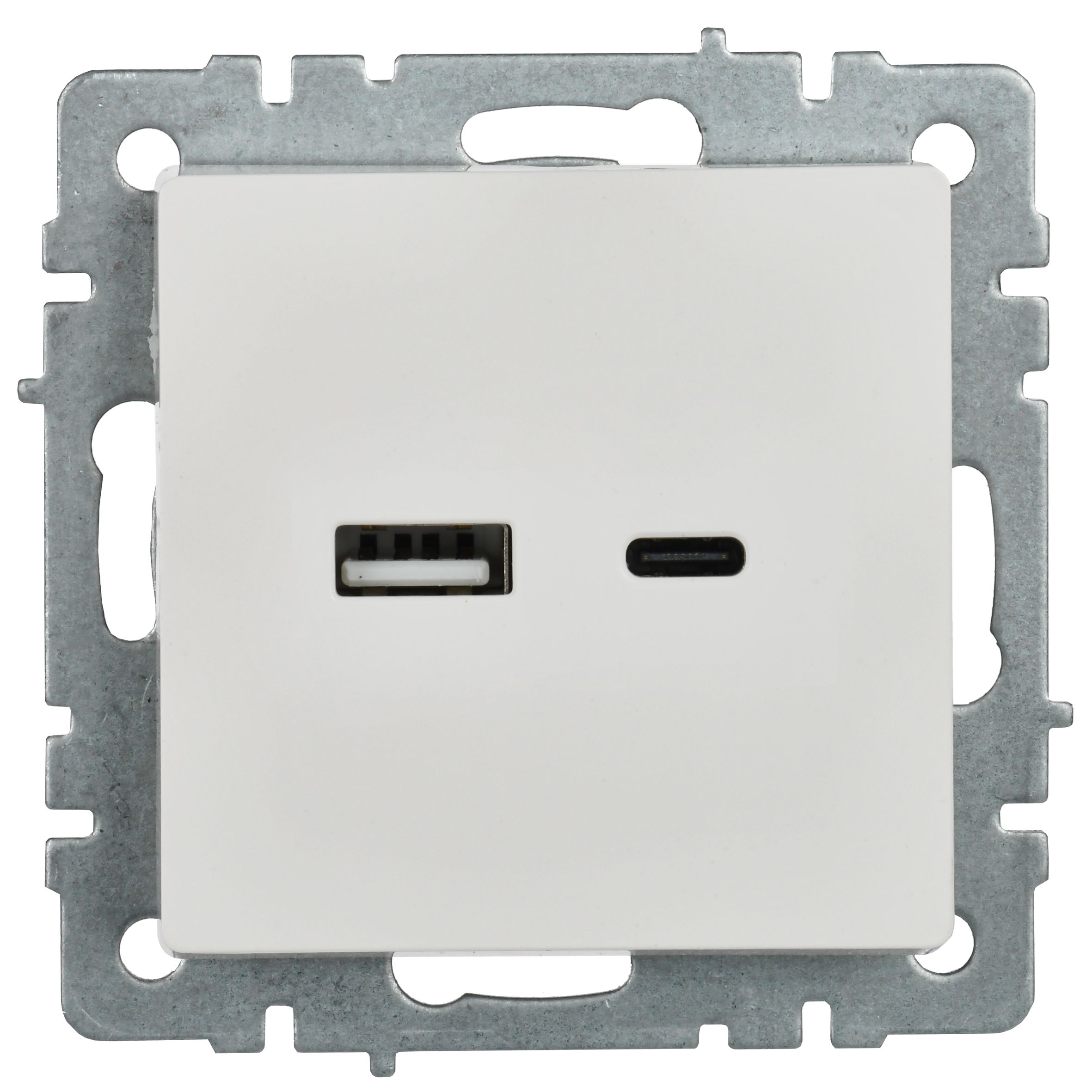             BRITE USB A+C розеткасы 18 Вт РЮ11-1-БрБ ақ ИЭК    