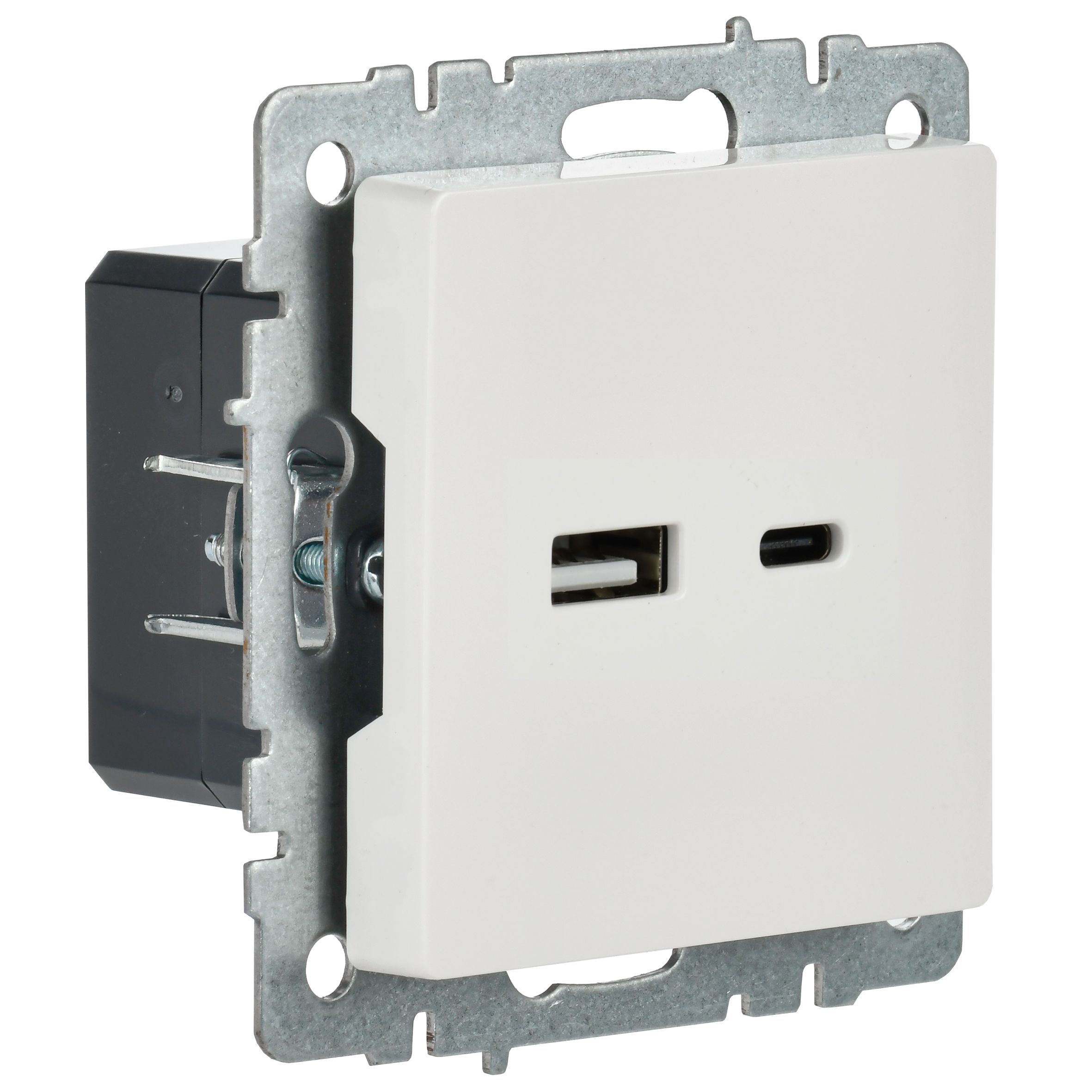             BRITE USB A+C розеткасы 18 Вт РЮ11-1-БрБ ақ ИЭК    