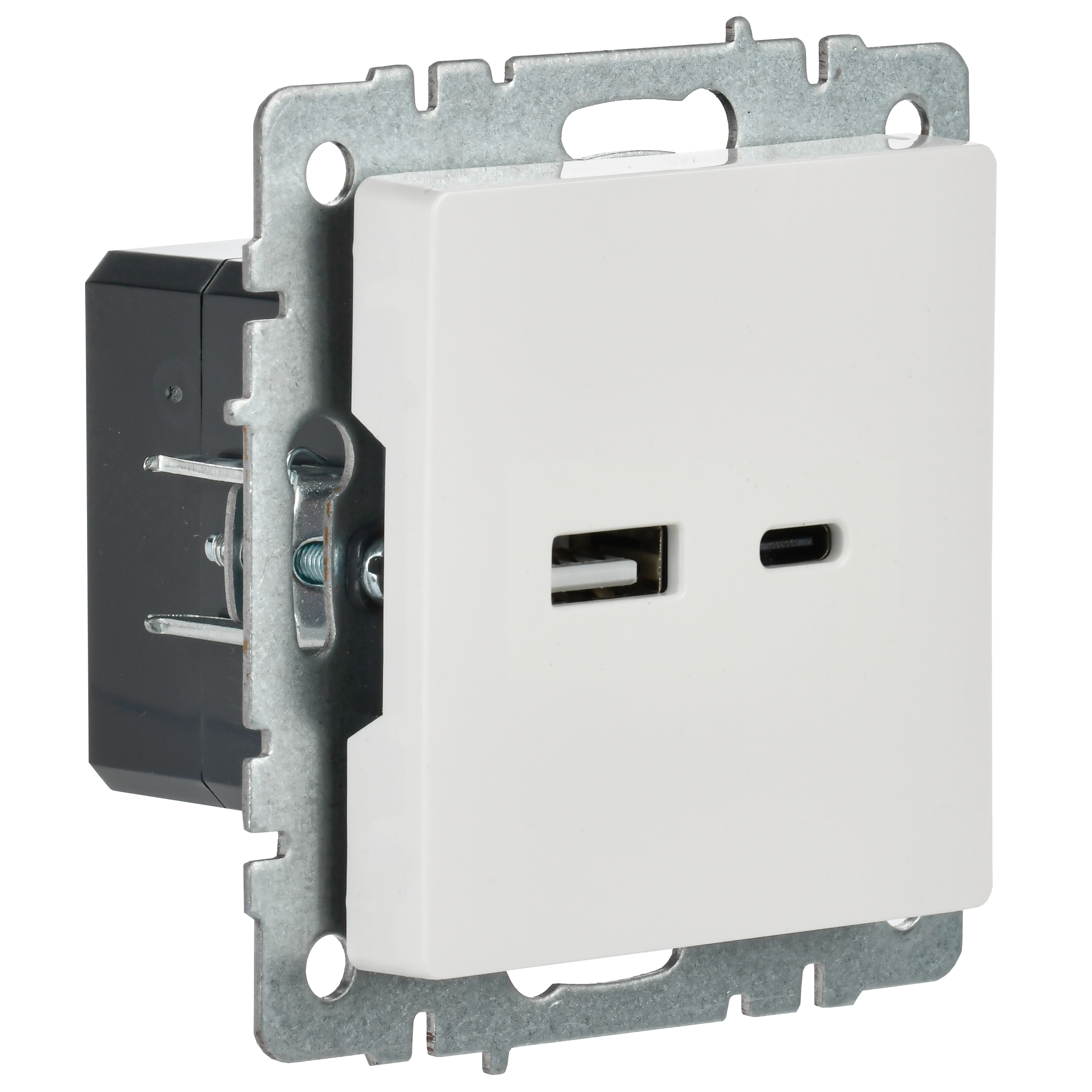             BRITE USB A+C розеткасы 18 Вт РЮ11-1-БрБ ақ ИЭК    