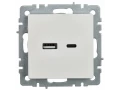             BRITE USB A+C розеткасы 18 Вт РЮ11-1-БрБ ақ ИЭК    