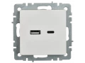             BRITE USB A+C розеткасы 18 Вт РЮ11-1-БрБ ақ ИЭК    
