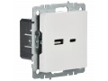             BRITE USB A+C розеткасы 18 Вт РЮ11-1-БрБ ақ ИЭК    