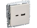             BRITE USB A+C розеткасы 18 Вт РЮ11-1-БрКр сарғыш ИЭК    