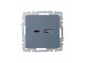             BRITE USB A+C розеткасы 18 Вт РЮ11-1-БрМ маренго ИЭК    