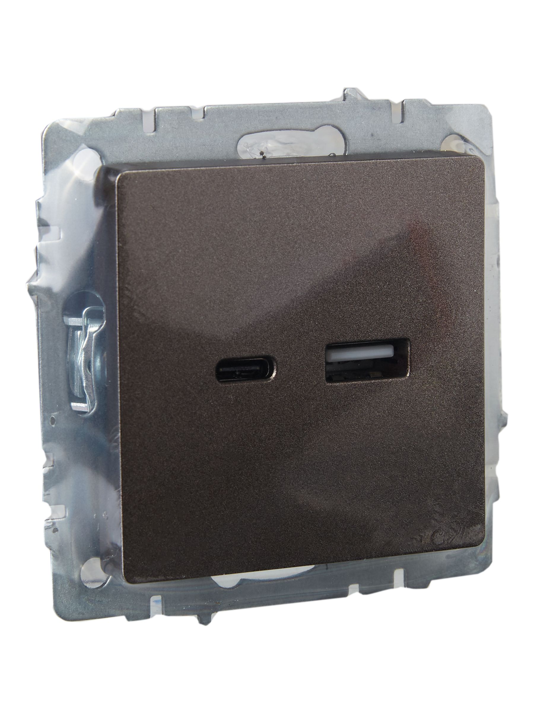             BRITE USB A+C розеткасы 18 Вт РЮ11-1-БрТБ қара қола ИЭК    