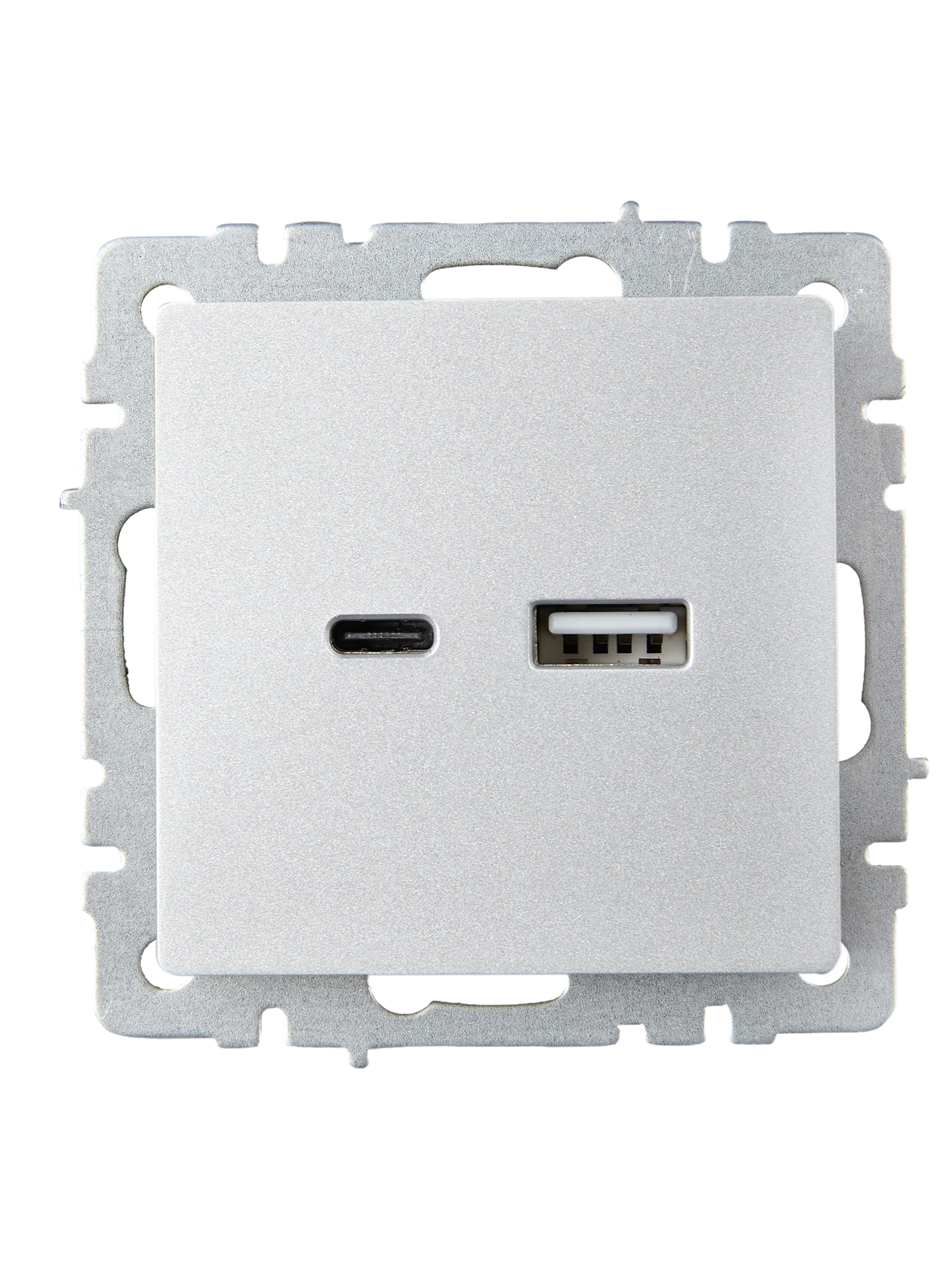             BRITE USB A+C розеткасы 18 Вт РЮ11-1-БрА алюминий ИЭК    