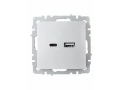             BRITE USB A+C розеткасы 18 Вт РЮ11-1-БрА алюминий ИЭК    