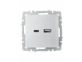             BRITE USB A+C розеткасы 18 Вт РЮ11-1-БрА алюминий ИЭК    