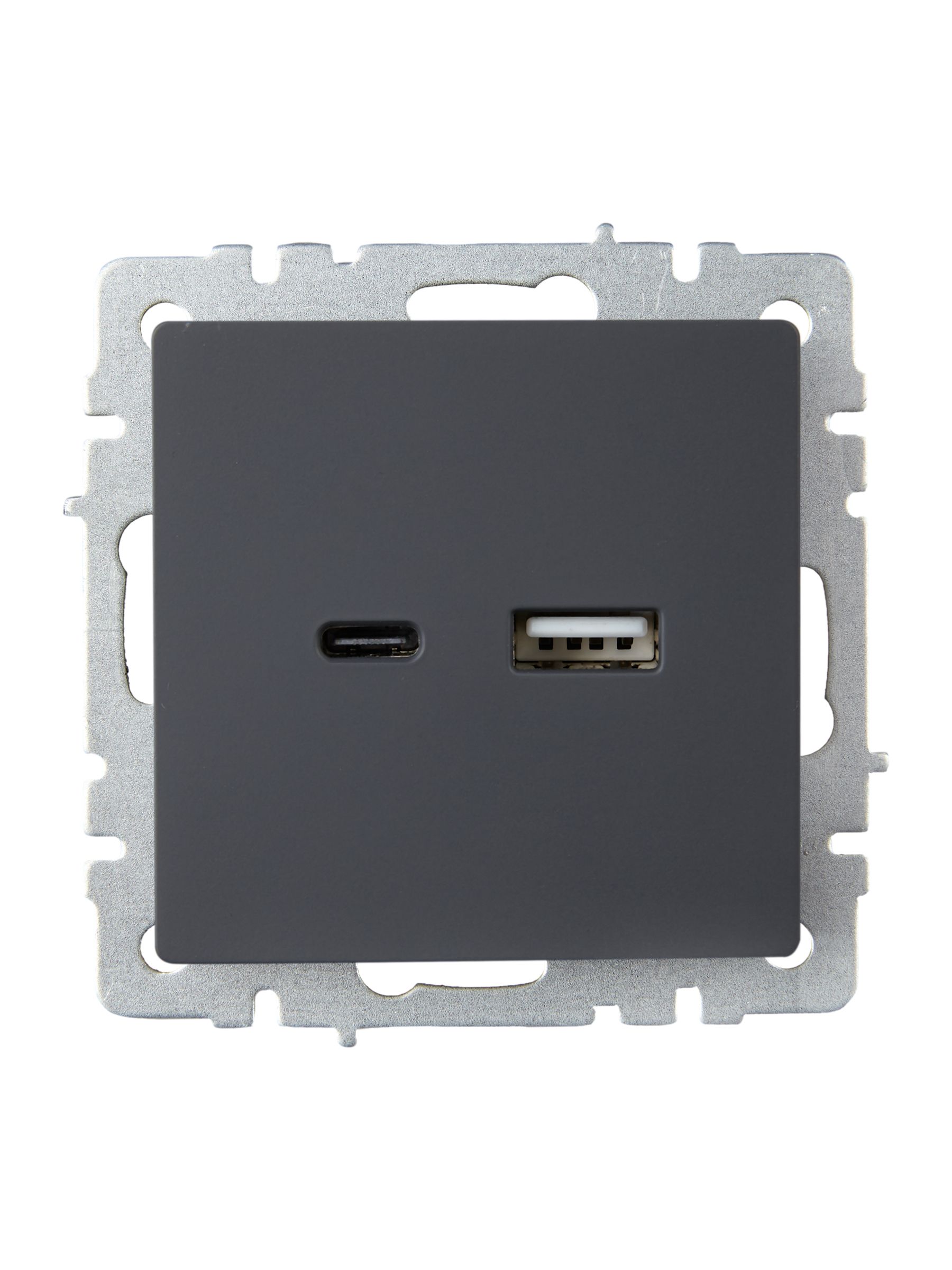             BRITE USB A+C розеткасы 18 Вт РЮ11-1-БрГ графит ИЭК    