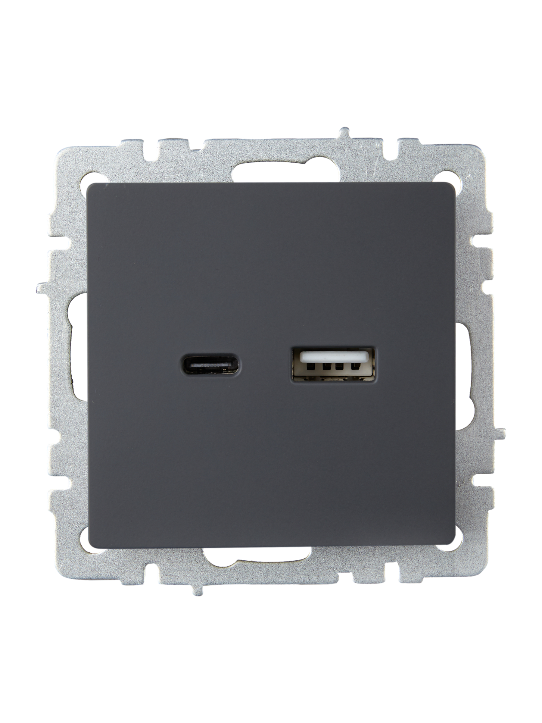             BRITE USB A+C розеткасы 18 Вт РЮ11-1-БрГ графит ИЭК    