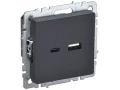             BRITE USB A+C розеткасы 18 Вт РЮ11-1-БрГ графит ИЭК    