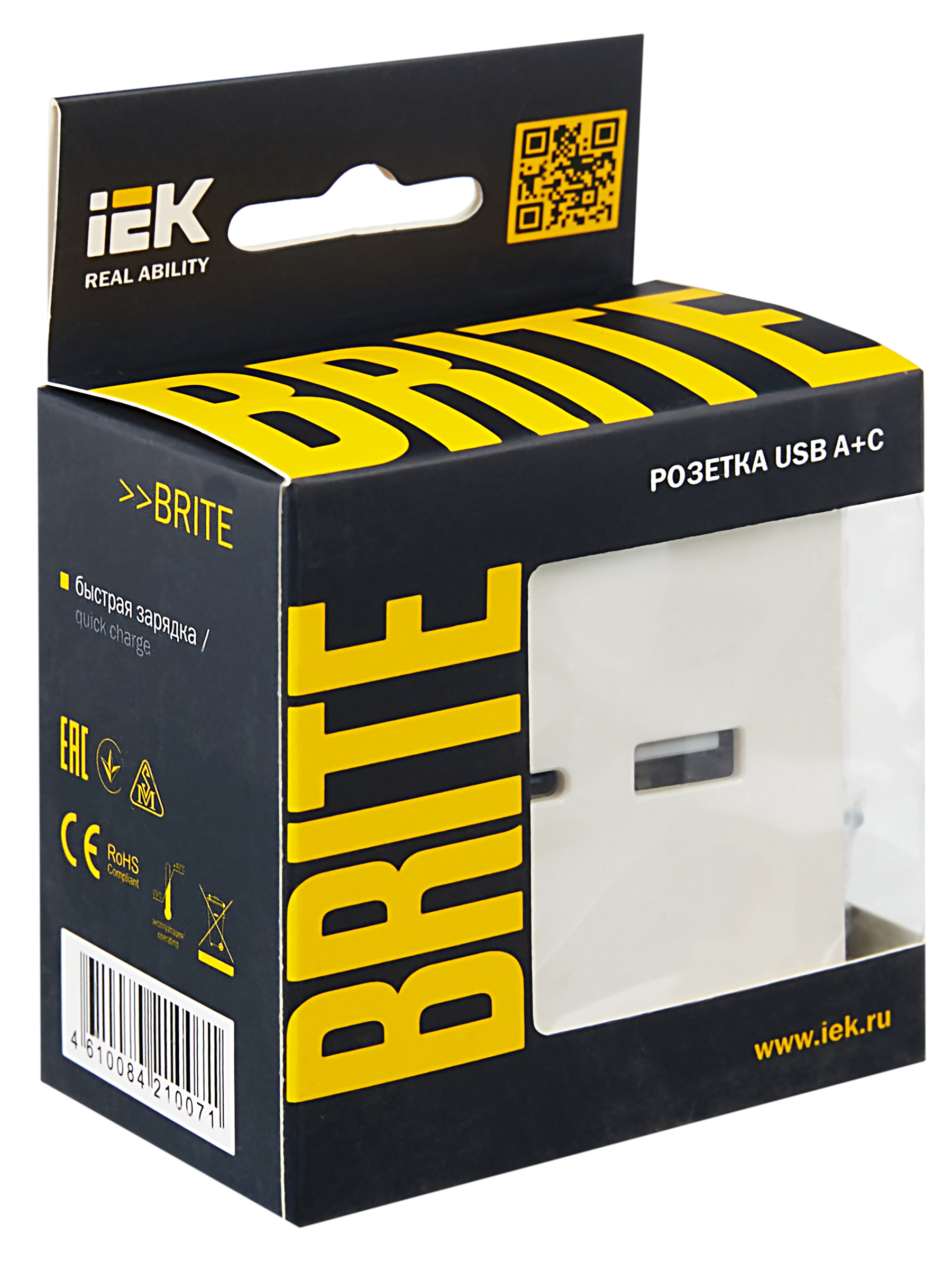             BRITE USB A+C розеткасы 18 Вт РЮ11-1-БрЖ інжу ИЭК    