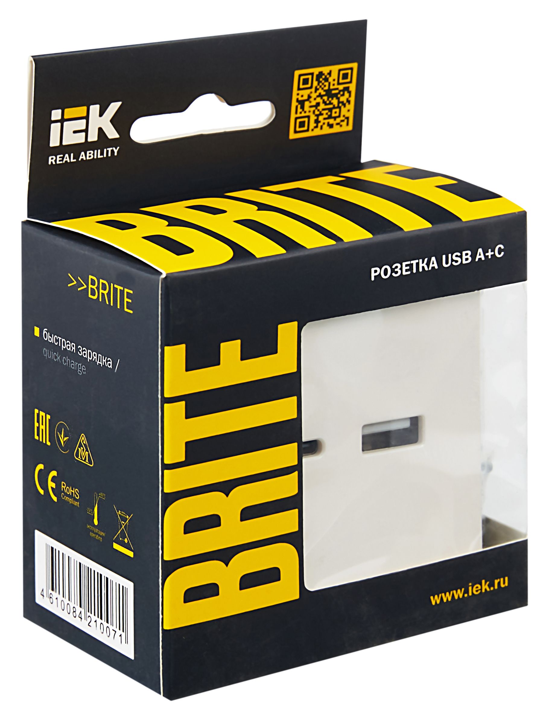             BRITE USB A+C розеткасы 18 Вт РЮ11-1-БрЖ інжу ИЭК    