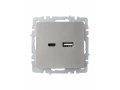             BRITE USB A+C розеткасы 18 Вт РЮ11-1-БрС болат ИЭК    