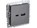             BRITE USB A+C розеткасы 18 Вт РЮ11-1-БрС болат ИЭК    